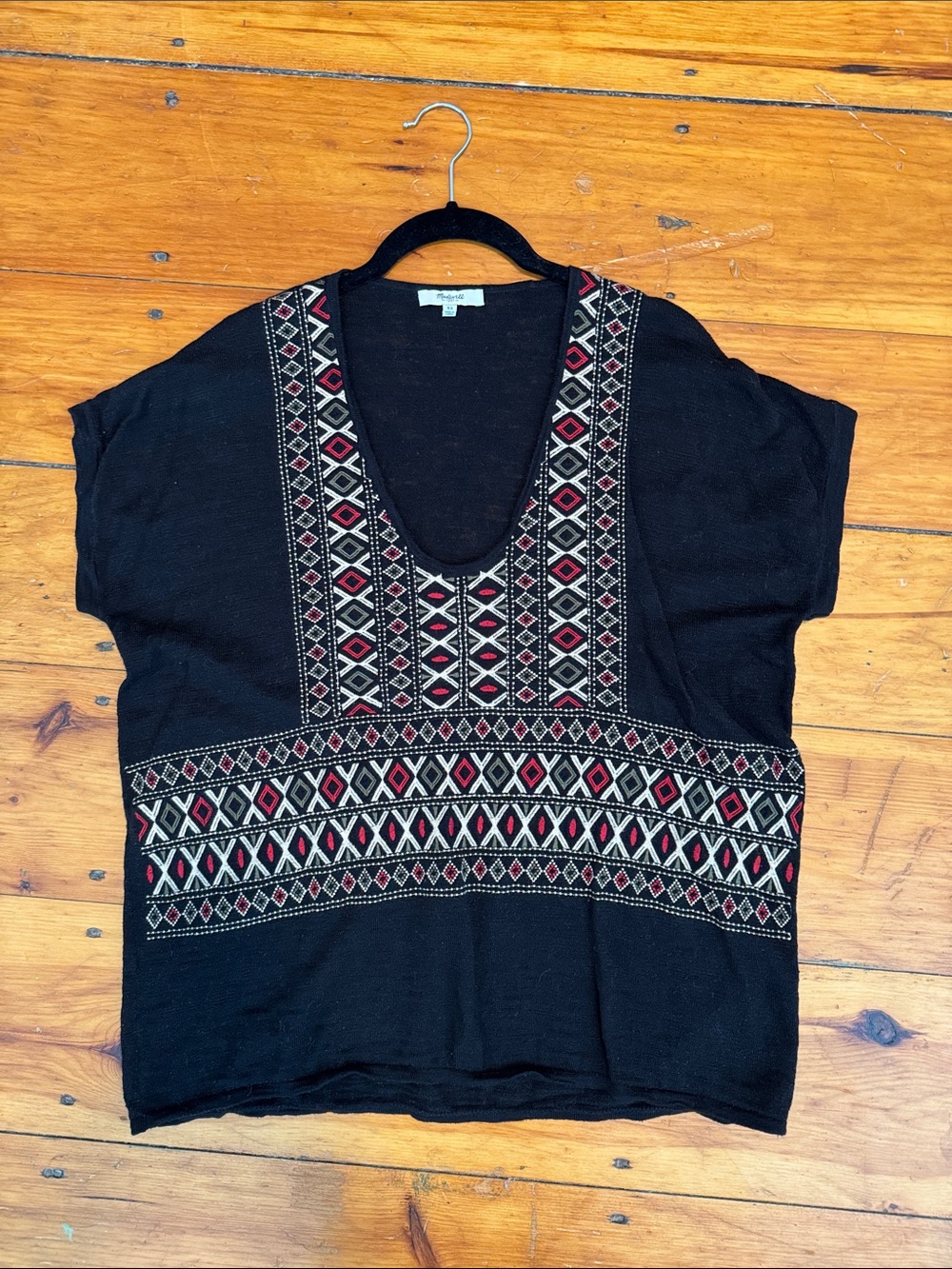 Madewell Embroidered Knit Top XS